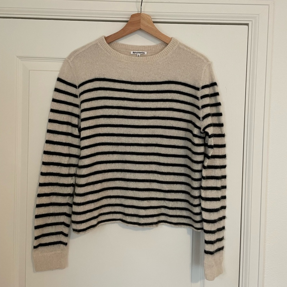 Reformation Striped Cashmere Sweater, Size S